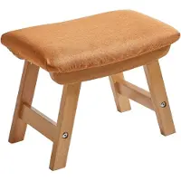 Unyqoos Fußhocker aus massivem Buchenholz – abnehmbarer, hautfreundlicher Stoffbezug, Antirutschmatte, 40×25×29 cm, 100 kg Tragkraft