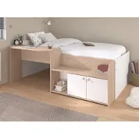 Vente-unique Kombibett 90 x 190/200 cm - Natur und Weiß + Lattenrost - MIVONA