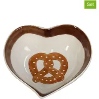 Intratuin 2er-Set: Schalen ''Pretzel'' in Braun/ Weiß - (B)13 x (H)4,8 x (T)11,7 cm - onesize
