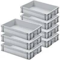 BRB-Lagertechnik 7 Eurobehälter mit 2 Griffleisten, LxBxH 600x400x120 mm, grau
