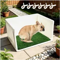Markenlos Hundetoilette für den Innenbereich | Hohe Wände, spritzgeschützt und tragbar, mit PIPI-Wanne und Halter für Welpen | Für Wohnung, Balkon, Reisen, Wohnzimmer in den Größen klein, mittel