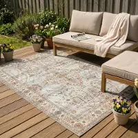 FRAAI Vintage Gartenteppich - Santo Flora Hellgrau 160x230 cm