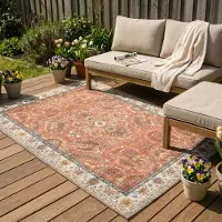 FRAAI Vintage Gartenteppich - Santo Flora Terrakotta 120x170 cm