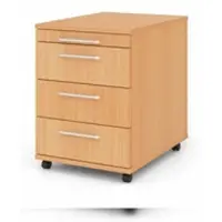 Proregal Rollcontainer Karri | Buche | HxBxT 59x42,8x58cm | Relinggriff | 3 Schübe | Kugelführung, Teilauszug