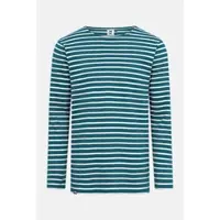 HANSEHELD Streifenshirt Herren Petrol-Natur Langarm Blau Grün GOTS Organic