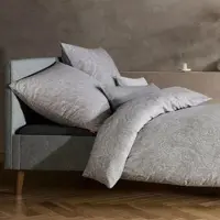 Fleuresse gewebte Edelflanell Bettwäsche Lech Boston 160x210 cm + 65x100 cm | grau - grau