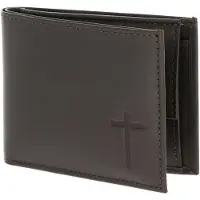 OXMOX Leder Geldbörse Leather RFID Protect Pocketbörse Freedom Cross Embossed Brown dunkelbraun