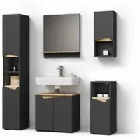 Livinity Badmöbel-Kombination Timavo Anthrazit 5 Teile, Model 52983