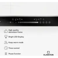 Klarstein DualTone Hybrid Induktionskochfeld - 4-Zonen Induktionsherd, 7200 W, Flex-Zone, Schieberegler & Timer, Aluminiumrahmen, Weiß, 60 cm Design