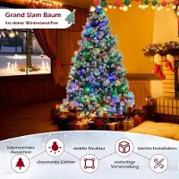 Northix Ø125 x 215 cm Christbaum mit LED-Lichtern Weihnachtsbaum mit Beeren Grün + Weiß