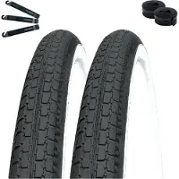 Bike-parts 2 x Kenda K-127 Fahrradreifen Schwarz/Weiß 47-559 (26 x 1.75) mit 2 x DV Schläuchen inkl. maxxi4you Reifenheber