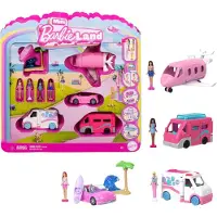 Mattel Mini BarbieLand Spielset – 4 Puppen und 4 Fahrzeuge