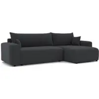 Idohome -Gepolstertes Ecksofa PIANO XL mit Schlaffunktion und Bettkasten L-Form Ottomane Universal Schlafsofa Dunkelgrau Poso 34