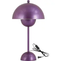 Alpinaluz Tischleuchte „Violet Mushroom“ in Blumentopfform – Metall, 34 cm, E27-Fassung für Schlafzimmer, Wohnzimmer, Kinderzimmer, Arbeitszimmer oder Büro