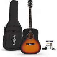 Gear4Music Dreadnought-Akustikgitarre mit Zubehörset von Sunburst