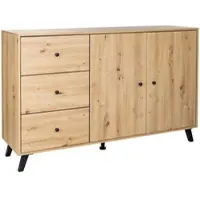 Arthur berndt XL-Kommode Sideboard Schubladenschrank mit 3 Schubladen 2 Tür Holz Optik Artisan