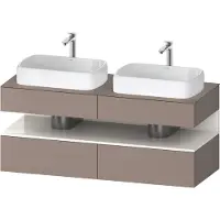 Duravit Collection One Konsolenwaschtischunterbau, 2 Auszüge, 2 Schubkästen, 2 Ausschnitte, 1400x550x600mm, Nische Weiß hochglänzend, QA4767022430000, Farbe: Basalt Matt
