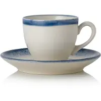 WAS Germany 6x Espresso- und Untertasse 90 ml VIDA Marina / weiß blau Porzellan