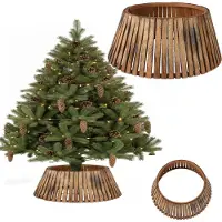 Coil Weihnachtsbaumdecke, Weihnachtsbaumrock, Weihnachtsbaumabdeckung, Weihnachtsbaumständer, Holzsperrholz, Durchmesser: 66cm, Oval, Dark Braun