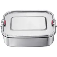 Westmark Viva Mini Lunchbox, rostfreies Edelstahl, 1,1 Liter, Praktische und rostfreie Brotbox mit starken Halteklammern, 1 Dose
