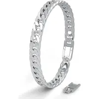 SERASAR | Premium Stainless Steel Bracelet for Men [Cuban] | 316L Surgical Steel | Waterproof | Secure Clasp | Silver, 17cm | Includes Jewelry Box