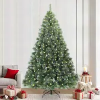 vidaXL Möbel Künstlicher Weihnachtsbaum mit 300 LEDs Grün 240 cm PE und PVC - Weihnachtsgirlanden 3397870