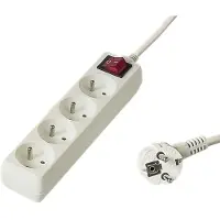 PremiumCord Verlängerungskabel 230V 2m 4 Steckdosen, Netzschalter, 2 m, pp4k-02