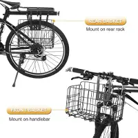 Gistuch Klappbarer Fahrradkorb, abnehmbarer Stahldraht-Lenker vorne, Fahrrad-Heckträger, hängender Fahrrad-Frachtträger