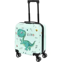 HowHomely | Kinder-Handgepäckkoffer - Grün - 51 cm - Kabinen - 3D Dinosaurier