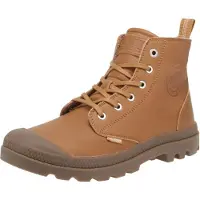 Palladium Lederstiefeletten Pampa mit Reißverschluss, Braun 46 EU