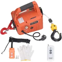 Lixada Elektrischer Hebezug Tragbarer elektrischer Windenkran mit Fernbedienung 500KG Kapazität 7.6M Maximale Hubhöhe 1500W EU Stecker 220V