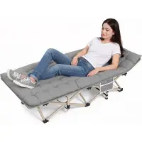 Ele eleoption Faltbares Campingbett mit Perlenbaumwollmatratze (71×190 cm), graues Gästebett für Erwachsene, tragbares Klappbett für Büro, Reise, Zuhause, Outdoor