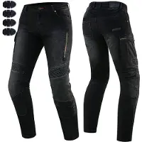 Rebelhorn Motorrad Hose | VANDAL TWILL | Belüftet Slim Fit Motorradjeans Cargo mit Protektoren Biker Herren W28/L32