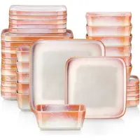 Happyment Averto Excellente Serviesset – 36-teilig – 12 Personen – Orange – Essteller – Tafelservice – Tiefe Teller – Frühstücksteller – Servies – Küchenservies