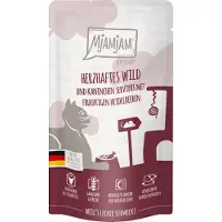 MjAMjAM Nassfutter - Quetschbeutel Adult Cat - Wild und Kaninchen mit Heidelbeere - 12 x 125 g