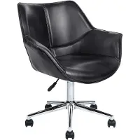 Beliani Eleganter Bürodrehstuhl Schwarz Kunstleder Höheerstellbar