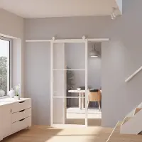 Inova Loft Glasschiebetür 900x2150mm Klarglas 3 Felder Stahl Komplettset in Weiß inkl. 2Seitiger Softclose
