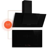 Klarstein HaloSync Induktionskochfeld mit Dunstabzug 90 cm – 5 Zonen, 11400W Boost, Touch-Slider, Flexzonen, Timer, Kindersicherung, Restwärmeanzeige, integrierter Dunstabzug