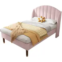 Xkiss Polsterbett 90*200 mit Lattenrost und Kopfteil, Jugendbett, Einzelbett, Holzlattenunterstützung, Einfache Montage, Samt