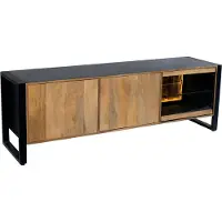 DELUKE TV-Schrank LIV - Mangoholz Schwarz Matt 60x47x180cm | Fernsehtisch TV Lowboard für Fernseher