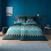 Estella Mako Interlock Jersey Bettwäsche Sophia petrol 135x200 cm + 80x80 cm
