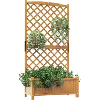 Costway Spalier mit Blumenkasten aus Tannenholz, Pflanzkasten für Kletterpflanzen, Hochbeet mit Rankgitter & Drainageloch, Blumenkübel für Garten Hof Balkon, Gartenspalier Rankkasten