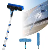 StarTech.com Teleskop-Waschbürste für Solarmodule & Solarpanel - Photovoltaik-Reiniger - Alu-Teleskopstange 1,8–7,9 m - Wasserschlauch 20 m - Schwenkkopf 180° - Seifenspender - Abzieher