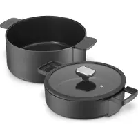 Berndes Bräter (Kochtopf + Kasserolle) 24 cm, Aluminium, schwarz - b.double Round
