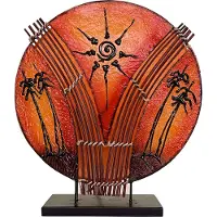 SIMANDRA Deko-Leuchte Stimmungsleuchte asiatische Lampe Stehleuchte Tischleuchte Tischlampe Bali Asia PALME klein 36 cm, orange