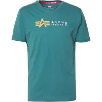 Alpha industries T-Shirt "Label Print T-Shirt", Herren, Gr. M, grün (force grün), Obermaterial: 100% Baumwolle, Shirts T-Shirt