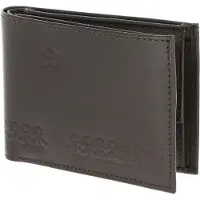OXMOX Leder Geldbörse Leather RFID Protect Pocketbörse Jumping Jack Embossed Brown dunkelbraun