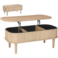 StarTech.com Couchtisch - Wohnzimmertisch mit Hubtischplatte - Höhenverstellbar - Mit Stauraum - Ausziehbar - MDF - Mid-Century-Design - Maße 100 x 48 x 40,5–54,5 cm - Naturholzoptik