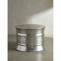 KADIMA DESIGN Runder orientalischer Couchtisch "Enns": Aluminium, Hammerschlag Look, Handgefertigt, Stabilität, Langlebigkeit. Silber, 62x62x41 cm |