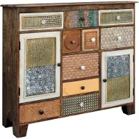 DELUKE Sideboard IVAR - Holz Mehrfarbig 111x125x35cm | Schrank Flur Schlafzimmer Kommode